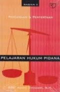 Pelajaran Hukum Pidana 3: Percobaan dan Penyertaan